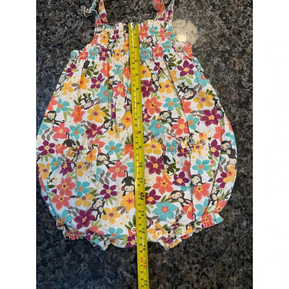 Gymboree Baby‎ Girl Monkey Floral Bubble Romper 18-24 Months Cotton Sunsuit